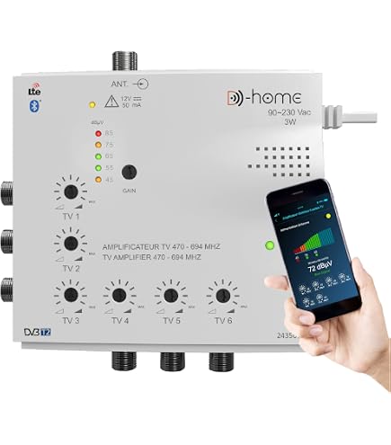 HD-LINE Amplificateur terrestre TNT 2 Voies UHF VHF Gain 25dB