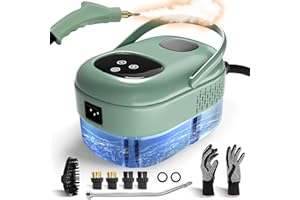 TWOOASES Steam Cleaner Handheld, 2500W Pressurized Steamer for Cleaning, Multi-Purpose Steamer for Home Use with 1.1L Water Tank, Car Steamer, Portable steamer for Kitchen, Furniture, Grout, Tile (Green)