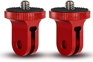 HSU Adattatore in Alluminio da 1/4"-20 per il Supporto della Videocamera Compatibile con i Supporti Go Pro, Insta 360 o altre Videocamere d'Azione (2 Pack, Rosso)