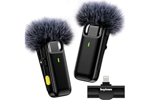hoyiours Lavalier mikrofon Wireless, mikrofon Handy für iPhone iPad Plug-Play kabelloses Mikrofon für Aufnahmen, Mini mikrofon Ansteckmikrofone 10H Nutzungszeit für YouTube Vlog Live-Stream stumm
