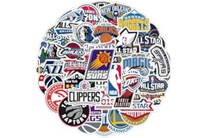 KOWASO Adesivi Logo della squadra di basket 50 Pezzi per Bottiglia d'Acqua Simpatici Regali Pallacanestro Adesivi Sportivi per Bambini Adolescenti Adulti