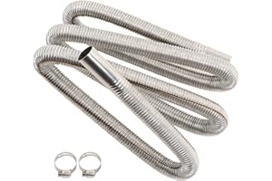 Apriciter Diesel Heater Exhaust Pipe, 200cm Car Exhaust Pipe with 2 Clamps, Stainless Steel Exhaust Pipe, Air Heater Exhaust Pipe, Parking Heater Exhaust Pipe Gas Vent Hose Exhaust Hose for Auto