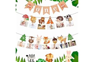 JeVenis woodland primo anno foto banner wild one primo compleanno decorazione per feste animale della foresta 12 mesi