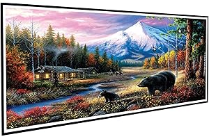 AOAOBIGS Large 5D Diamond Painting Kits for Adults Snow Mountain Diamond Art Full Drill Round Dots Diamond DIY Kits Pictures for Wall Decor Home Office Decoration(35.4in*15.7in) Without Frame