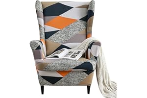MINGPINHUIUS Wingback Chair Cover Sofa Slipcover - Stretch Polyester Wingback Armchair Covers Super Soft Furniture Protector Couch for Living Room Machine Washable/Skid Resistance