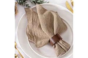 MLMW Boho-Servietten, Stoff-Set, 10 Stück, Nudebraun, Tischwäsche, Dinner-Stoffservietten, Großpackung, waschbar, 41 x 41 cm, für Hochzeit, Party, Babyparty, Brautparty, Geburtstag, Tischdekorationen