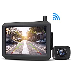 AUTO-VOX W7 Telecamera Retromarcia per Auto con Monitor LCD da 5 '', Assistenza al Parcheggio Senza Fili, Telecamera di Backup, Impermeabile IP68, Visione Notturna Eccellente