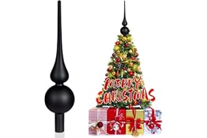 SKYYUE Christbaumspitze Glas Weihnachtsbaumspitze Matt Christbaumspitze Schwarz 26 cm Christbaumschmuck Spitze, Baumspitze Weihnachten Tannenbaum Spitze Schwarz Christmas Tree Topper (Schwarz Matt)