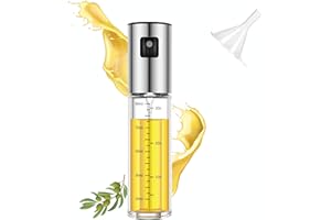 AZISHA Spray Huile Cuisine Pour La Cuisson - 100 ml Olive Vaporisateur Huile Cuisine - Pulverisateur Huile Cuisine Pour Friteuse À Air, Salade Et BBQ - Bouteille D'huile En Verre De Qualité De 3,4 oz.