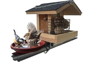 STAFECO Vogelfutterhaus Wildvogeltränken Vogeltränke Vogelhaus Balkon Balkongeländer Futterhaus Handarbeit Gartenvögel im Garten Halterung mit Einer Größe von 30 bis 60 mm (Natural Vogeltränke)