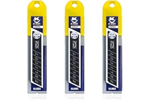 KELI FRANCE Lames sécables BLACK BLADE SK2 - Durée de vie 3 fois supérieure, Gravure Laser, étuis de 10 lames (25mm) - Lot de 3 étuis