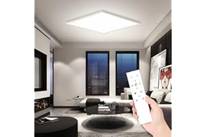 IEGLED Led Deckenleuchte Panel, 45x45cm Deckenlampe Flach Dimmbar RGB Backlight mit Fernbedienung, 28W Deckenpanel Lampe mit 3100lm, 3000K-6500K LED Panel für Wohnzimmer, Flur, Schlafzimmer, Weiß