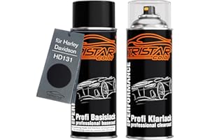 TRISTARcolor Vernice per moto Kit di bombolette spray per Harley Davidson HD131 Vivid Black vernice di base vernice trasparente bomboletta a spruzzo 400ml