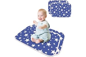 Bluesaly Baby Changing Mats, 2 PCS Diaper Changing Pads Portable Waterproof Foldable Washable Nappy Newborn Toddlers & Infant Liner Bed Pads for Home Travel Outside 19.6 * 27.5 inch（Dark Blue）
