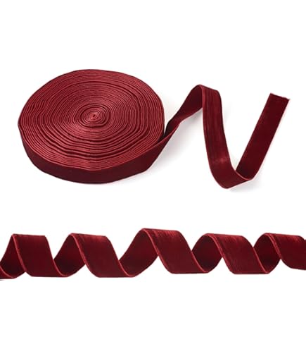 Nastro Di Velluto Rosso Scuro 50 M - Vintage Per Regali, Matrimoni E Decorazioni Natalizie - Foto 3