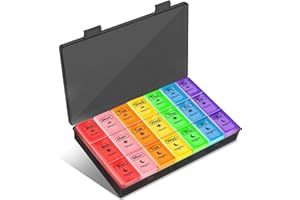 WOOBROO Pilulier Semainier Matin Midi Soir Nuit pour Voyage, Piluliers Medicaments 7 Jours 21 Compartiments, de Grande Capacite pour Poche ou Poche de Pantalon, pour Vitamines, Suppléments et Médicaments