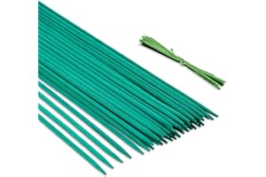 KINGLAKE， 50 bastoncini di supporto per piante verdi da 44.5 cm, per fiori con 50 fascette da giardino