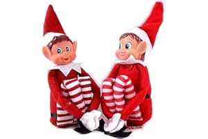WHITE HILL Elfie & Elvie - (ragazzo e ragazza) Set - divertente e giocoso - Elfo a gambe lunghe peluche peluche - Elfo con cappello e etichetta per Natale festa di Natale Capodanno Decorazione regalo