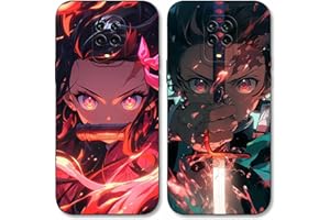 LYUBFDC 2 Piezas Anime Funda para Xiaomi Redmi Note 9 Pro/Note 9S(4G) 6.67'' Cover Kamado Nezuko Tanjirou Patrón Fine Diseño Manga Carcasa Protecciones para Las Lentes Protectora Case Fundas
