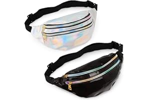 HOOWUDY 2 Stück Bauchtasche Damen Gürteltasche Sport Wasserdicht Hüfttasche mit Reißverschluss Reflektierender Verstellbarer Gurt Hüfttasche für Festival Outdoor Sports Reisen