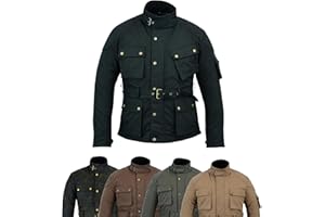 warrior gears Men's Waxed Cotton Motorcycle Jackets, Motorbike Top Gear, Waterproof Nylon Lined Jacket, Armoured Biker Textile Winter Outdoor Coat for Men, Running, Riding, Travel Clothing