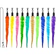 10PCS Cat Worm Toy for Cats, Cat Wand Toy Accessories, Cat Feather Toy Attachments Replacements, and 1PC Black String for Cat Fishing Pole Toy, Assorted Worm Cat Toy Teaser for Indoor Cats Kitten