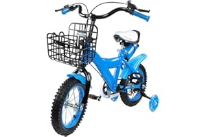 WSIKGHU Bicicletta per bambini da 12 pollici, per ragazzi e ragazze, per principianti, con ruote di supporto e cestino, adatta per bambini di età compresa tra 2 e 5 anni