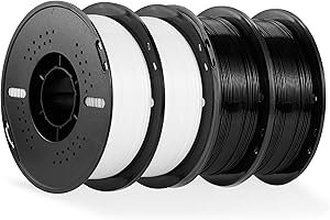 CUNSIEUN 3D Printer Filament PETG Bundle 1.75mm 1kg/2.2lbs Spool Dimensional 4 Pack for Most FDM Printers - 2*Black+2*White