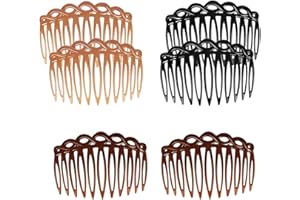 Nzexlyva 6 Pcs French Hair Combs Slides for Women, Plastic Twist Decorative Comb Clip, Colorful Hair Combs Accessories for Girls Women Bridal Wedding Gift(Black, Dark Brown, Light Brown)