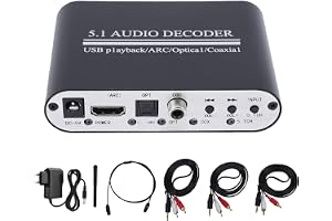 Yanmis 5.1 Ljudavkodare, Bluetooth 5.0 ARC Optisk Koaxial USB HiFi DAC
