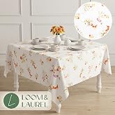 LOOM &amp; LAUREL Baskılı Masa &Ouml;rt&uuml;s&uuml; 140 x 140 cm, Yıkanabilir, Kolay Temizlenir, &Uuml;t&uuml; Gerektirmez, Mutfak, Bah&ccedil;e ve Piknik i&ccedil;in 