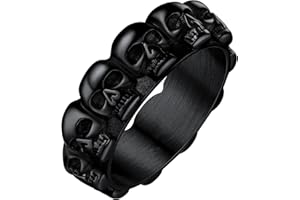FaithHeart Anello Uomo Cranio Retro Vintage Anello Rapper Punk Hip-hop Rock Biker Argento Nero Oro Stile Antico Cocktail Anello Halloween in Acciaio Inox Misura IT 14-32 Disponibili
