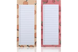 JOYRAY 2 Pack Magnetic Shopping List Pad for Fridge 100 Tear Off Sheets 21cm x 9cm Refrigerator Memo Grocery Shopping Lists Notebook for Kitchen Fridge Office Filing Cabinet Gym Locker (Orange+Strawberry)