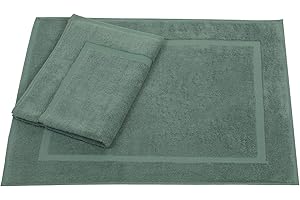 Betz Set di 2 scendibagni misure 50 x 70 cm 100% cotone scendibagno tappeto da bagno Premium qualità 650 g/m² 10 colori sono disponibili Colore verde abete