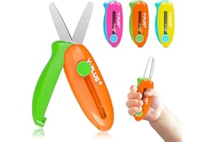 YPLUS Safety Scissors for Kids, Retractable Small Scissors for Toddler Craft Ages 3-5 2-4 1-3, Cute Pink Toddler Craft Preschool 3Pcs