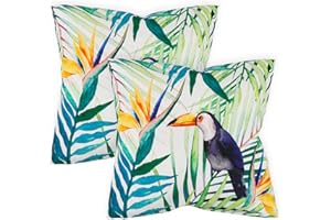 Gardenwize - Pack of 2 Outdoor Scatter Cushions, Garden Furniture Cushions - Covers & Pillows (Toucan)