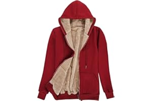 Voqeen Felpe Donna con Cappuccio Caldo Felpa in Peluche Cerniera Coulisse con Tasca Cappuccio Cordoncino Manica Lunga Sweatshirt Hoodies Cappotto Giacca Autunno Inverno