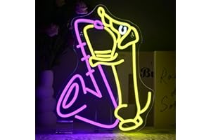 SIGNSHIP Dachshund Sax Cartel de Neón Saxofón Luces Neón para Decoración de Pared Jazz Música Cartel Iluminado Tienda de Mascotas Arte Luminoso Tienda de Instrumentos Musicales Decoración de Pared