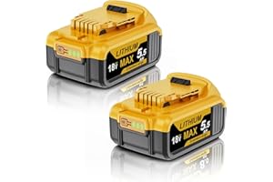 UIONVOT 5500mAh Replacement for Dewalt 18V Battery - 2 Pack 5.5Ah Li-Ion 18v DCB180 DCB184 DCB200 DCB182 DCB181 DCB201 DCB204 DCB183 DCB185 DCB203 for Dewalt Power Tools
