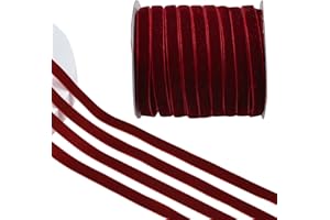 CRAFFANCY Nastro di Velluto Rosso Scuro, 50 m Nastro di Velluto monofacciale Vintage Morbido Nastro di Seta per Confezioni Regalo Matrimonio Bouquet di Fiori Decorazione Natalizia