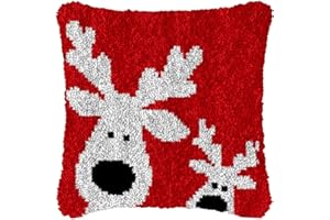 YOOTOM Knüpfhaken Kissen Kits für Kinder oder Anfänger Erwachsene DIY Knüpfteppich Zum Selber Knüpf-Sets Kissenbezug Teppich Stickerei Set,Häkelleinwand Vorgedrucktes Muster,43x43cm