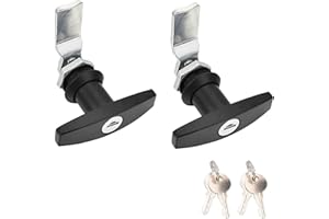 ACBungji 2 x T Handle Lock Locking Rear Fastening Tool Box Garage Door Lock with Keys for Caravan Trailer Canopy Black