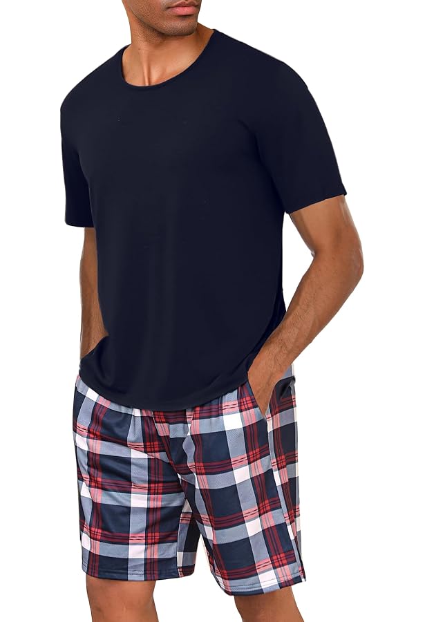 Pyjama 2 Pièces Homme été - Chemise Manches Courtes + Short - Tissu Coton Léger Et Respirant - Confort Maison Et Nuit - Col Rond Boutonnée - 5