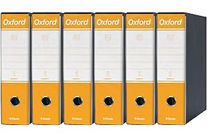Esselte OXFORD G83 Registratore con Custodia, con Meccanismo a Leva N.1 in Formato Commerciale (23x30cm) con Dorso da 8 cm, Giallo, Conf.da 6 pezzi, 390783090