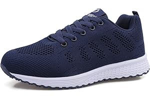 MINBEI Baskets Femmes Chaussures de Running Respirantes pour Femme Chaussures de Sport pour Femme Athlétiques Légères Lacer Plat Noir Bleu Rose 35-44 EU
