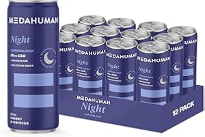 MEDAHUMAN CBD Still Drink (20mg), Night, Sour Cherry & Hibiscus, with Valerian Root, Vitamin D3 & Magnesium,Adaptogens & CBD Sleep Aid & Anxiety Relief Drink (Pack of 12 x 250ml),Packaging May Vary