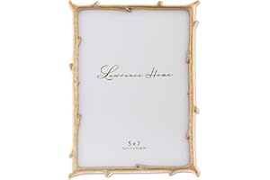 Lawrence Frames 5x7 Gold Metal Picture Frame with Natural Branch Design Cornice portafoto