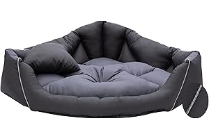 GUOML Salla Cuccia angolare per cani, impermeabile e antigraffio, per cani, facile da pulire e antimacchia, cucita a mano, con cuscino, grafite/grigio, 80 x 80 cm