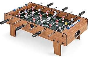 COSTWAY Mini piłkarzyki z drewna, stół do gry, 18 piłkarzyków i 2 piłki, dla dorosłych i dzieci, 69 x 60 x 24 cm