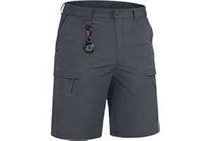 TACVASEN Men's Cargo Work Shorts Outdoor Stretch Hiking Walking Shorts with 5 Zip Pockets